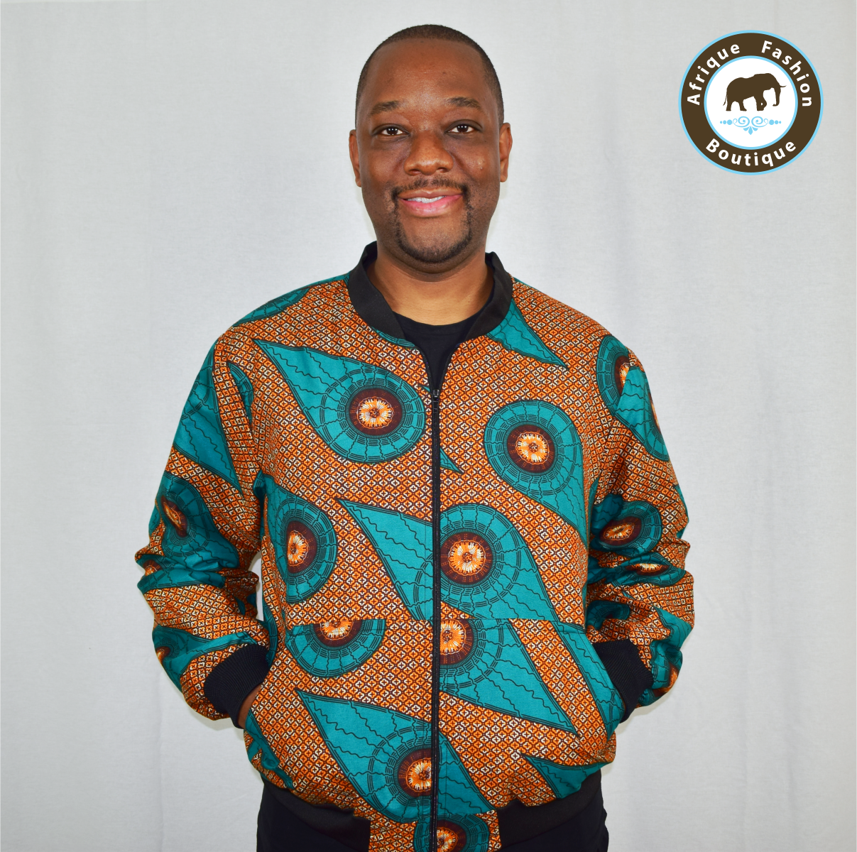 Men's African Print Hoodie Bomber Jacket